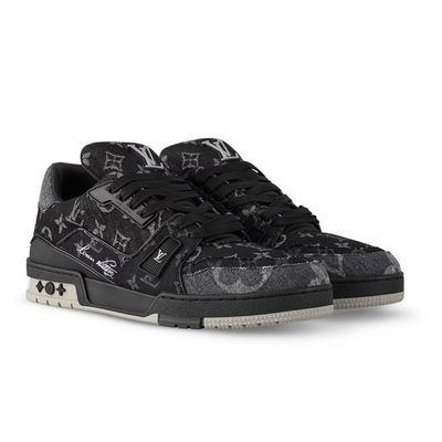 Monogram Black Grey Denim Trainer