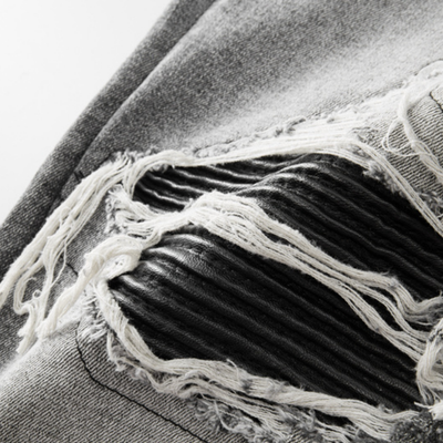 Amr Patch Ripped Grey Jeans