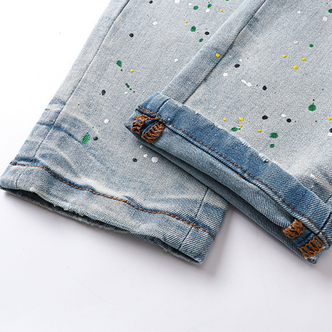 Amr Staggered Blue Jeans